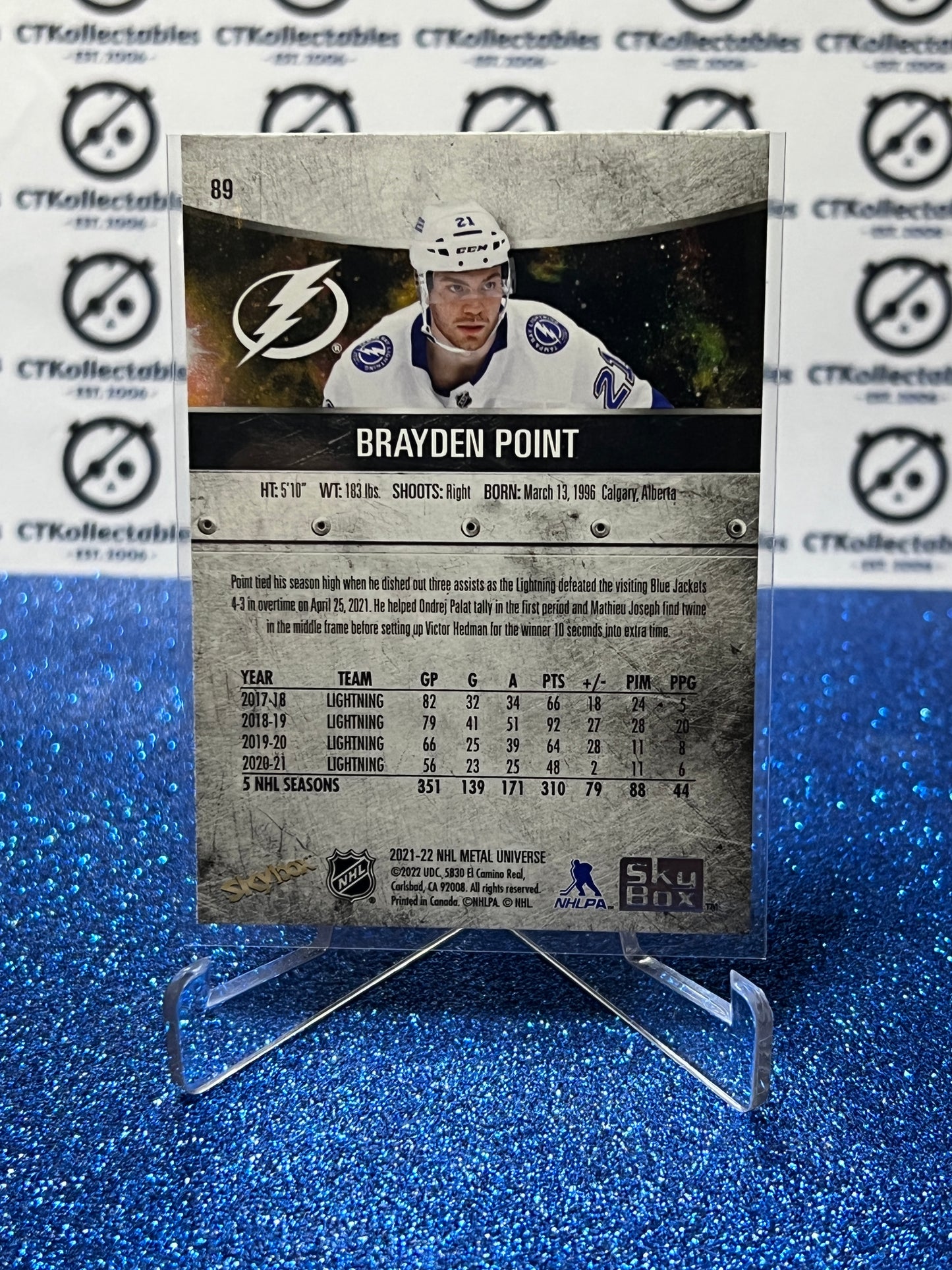 2021-22 SKYBOX METAL BRAYDEN POINT # 89 TAMPA BAY LIGHTNING HOCKEY CARD