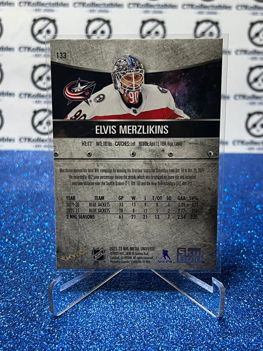 2021-22 SKYBOX METAL ELVIS MERZLIKINS # 133 COLUMBUS BLUE JACKETS NHL HOCKEY CARD