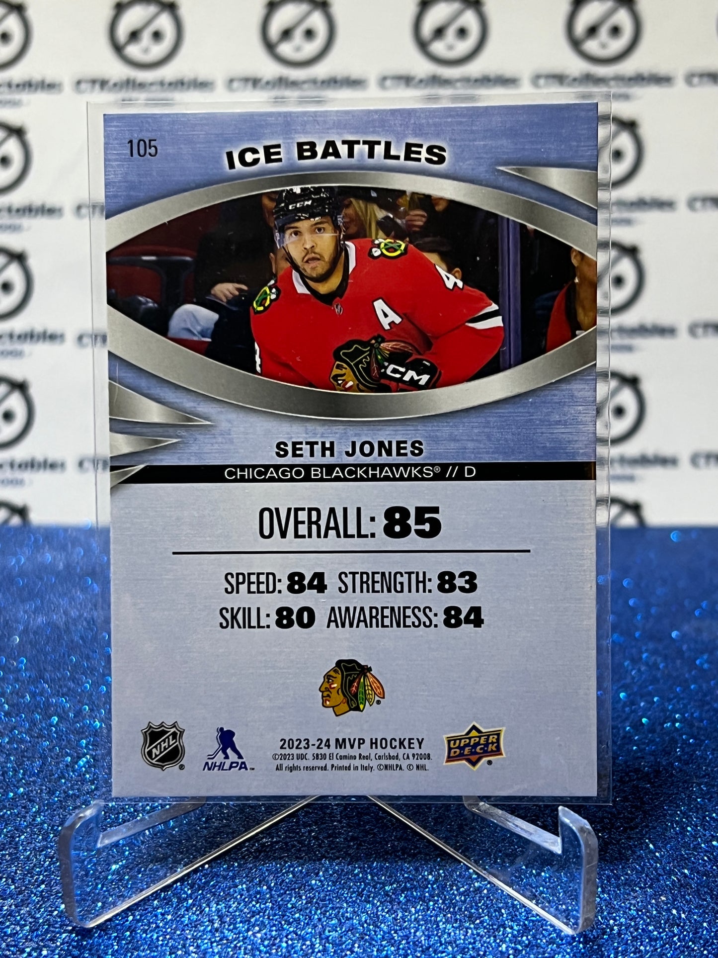 2023-24 UPPER DECK MVP SETH JONES # 105 ICE BATTLES CHICAGO BLACKHAWKS NHL HOCKEY TRADING CARD