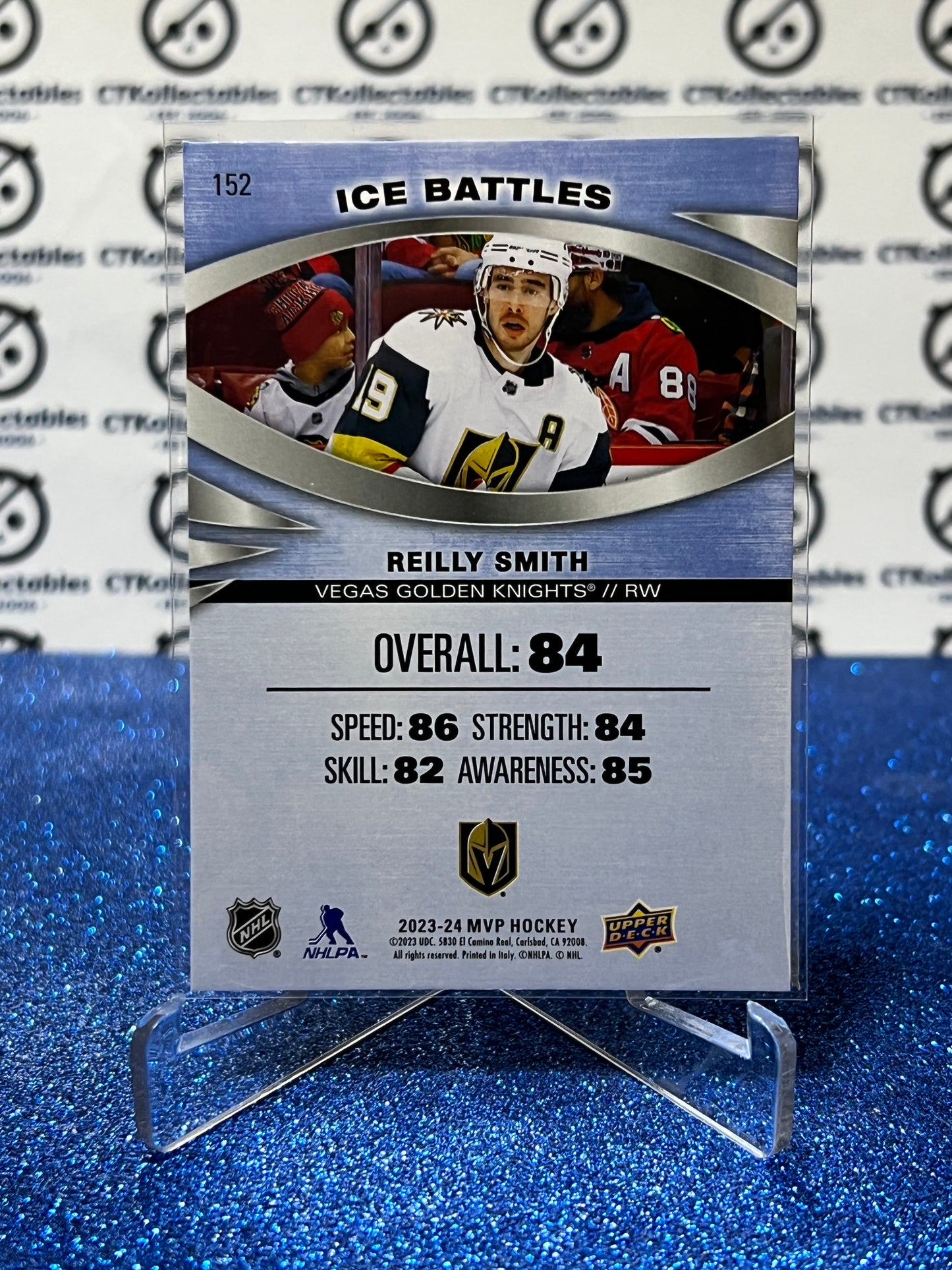 2023-24 UPPER DECK MVP REILLY SMITH # 152 ICE BATTLES VEGAS GOLDEN KNIGHTS NHL HOCKEY TRADING CARD