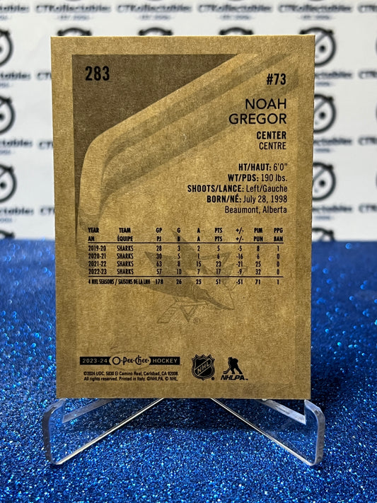 2023-24 O-PEE-CHEE NOAH GREGOR # 283 RETRO SAN JOSE SHARKS NHL HOCKEY TRADING CARD