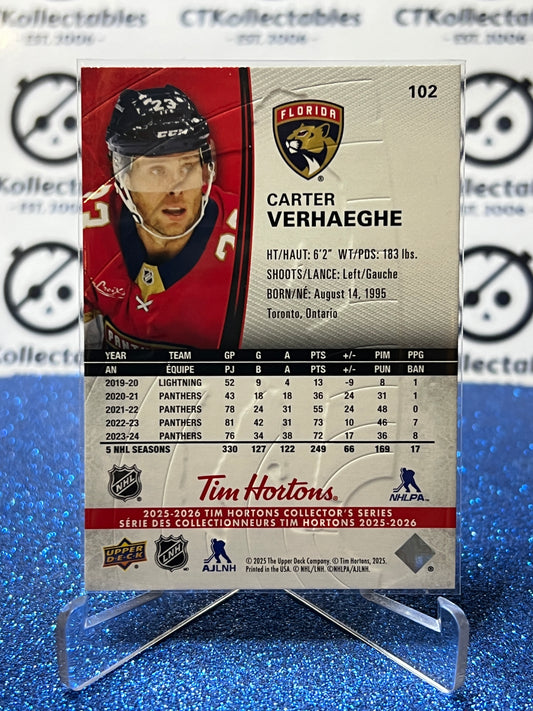 2025-26 UPPER DECK CARTER VERHAEGHE # 102 TIM HORTONS FLORIDA PANTHERS HOCKEY CARD