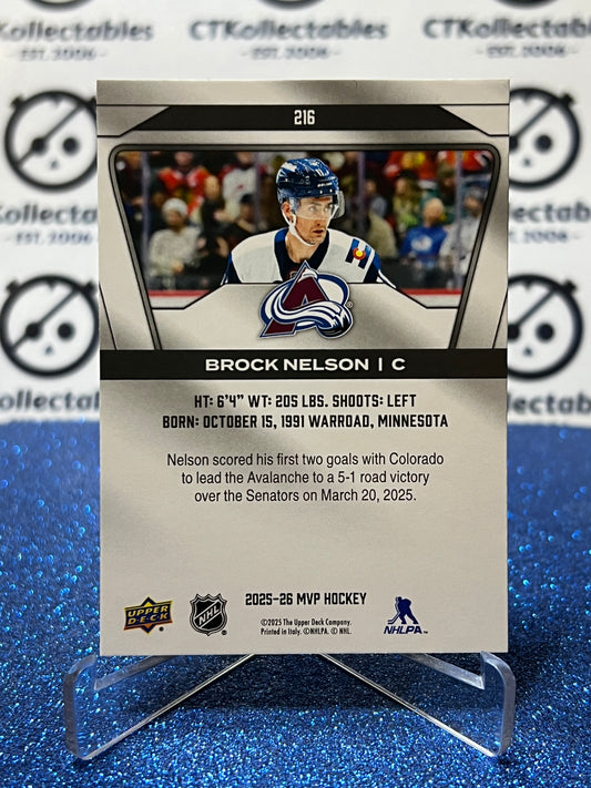 2025-26 UPPER DECK MVP BROCK NELSON # 216 SHORT PRINT COLORADO AVALANCHE HOCKEY CARD