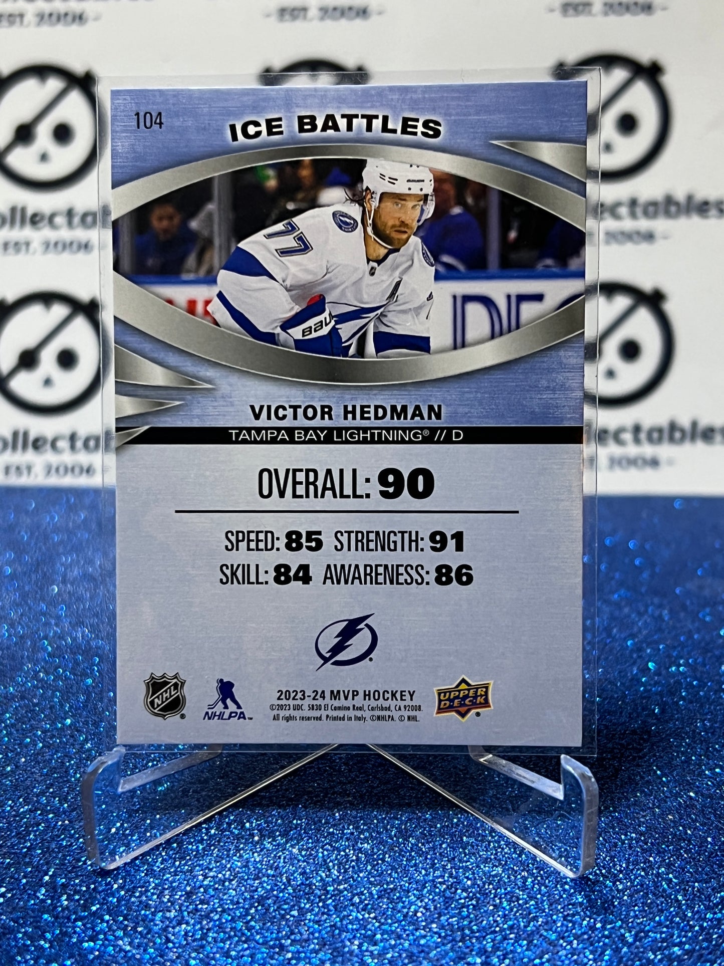 2023-24 UPPER DECK MVP VICTOR HEDMAN # 104 ICE BATTLES TAMPA BAY LIGHTNING HOCKEY CARD
