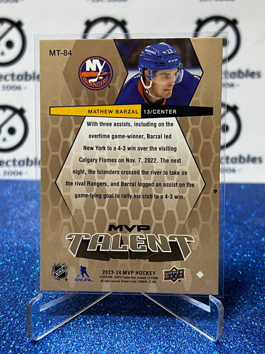 2023-24UPPER DECK MVP TALENT MATHEW BARZAL # MT-84 RED NEW YORK ISLANDERS HOCKEY CARD