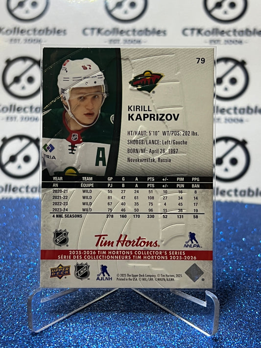 2025-26 UPPER DECK KIRILL KAPRIZOV # 79 TIM HORTONS MINNESOTA WILD HOCKEY CARD
