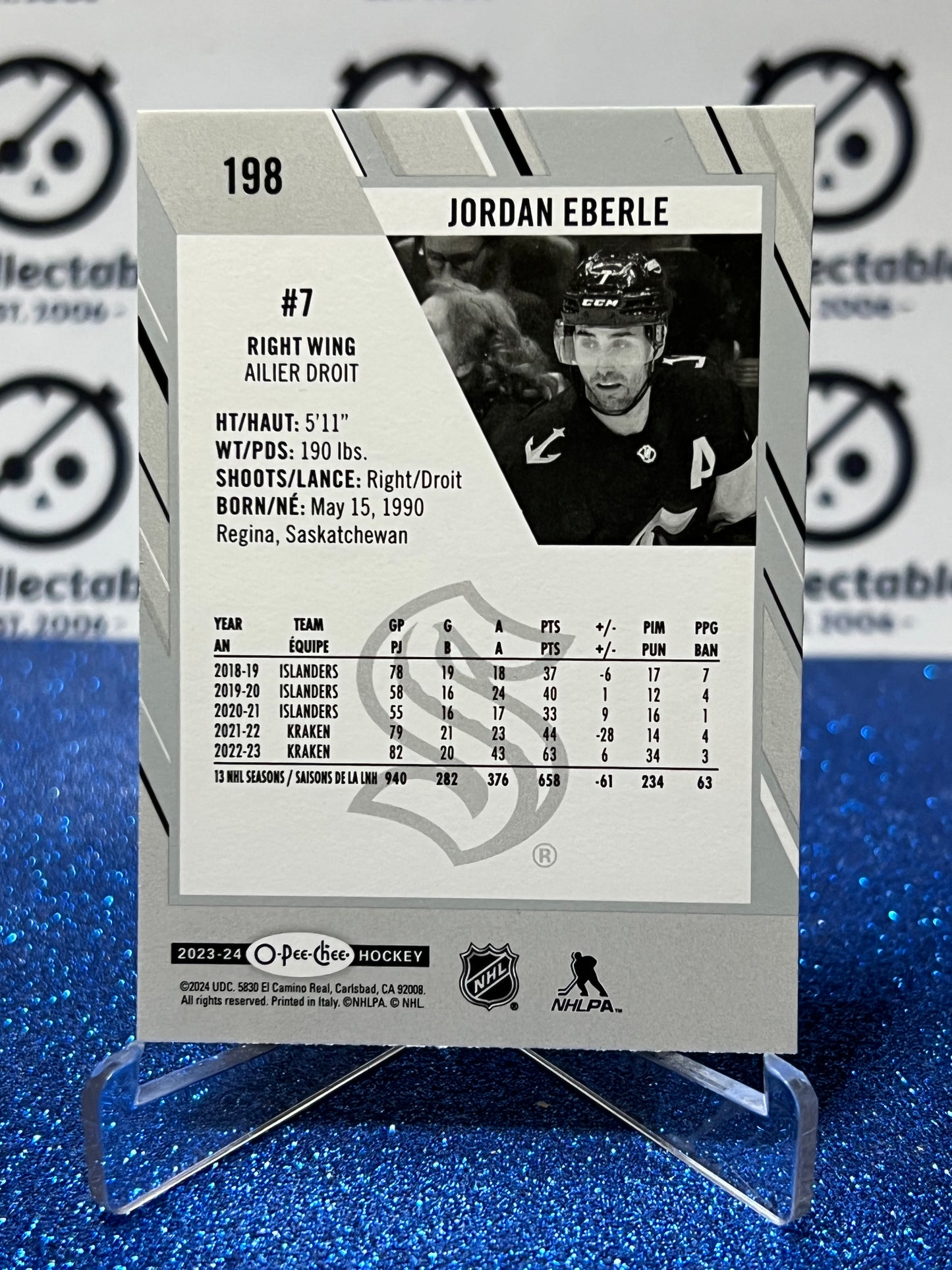 2023-24 O-PEE-CHEE JORDAN EBERLE # 198 SEATTLE KRAKEN NHL HOCKEY CARD