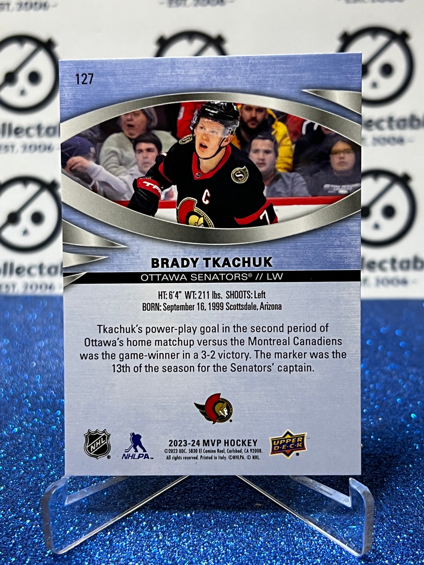 2023-24 UPPER DECK MVP BRADY TKACHUK # 127 OTTAWA SENATORS NHL HOCKEY CARD