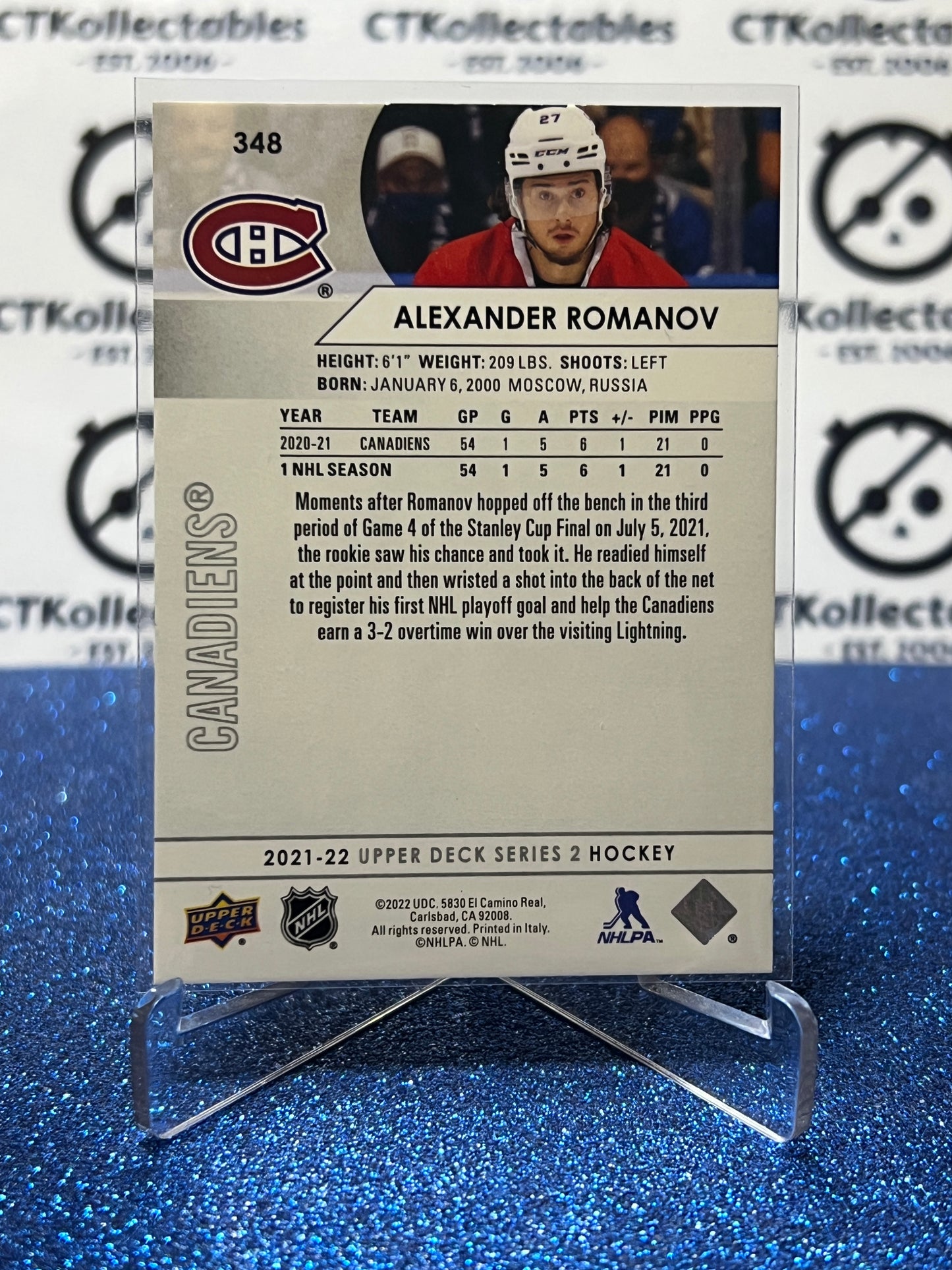 2021-22 UPPER DECK ALEXANDER ROMANOV # 348 MONTREAL CANADIENS HOCKEY CARD