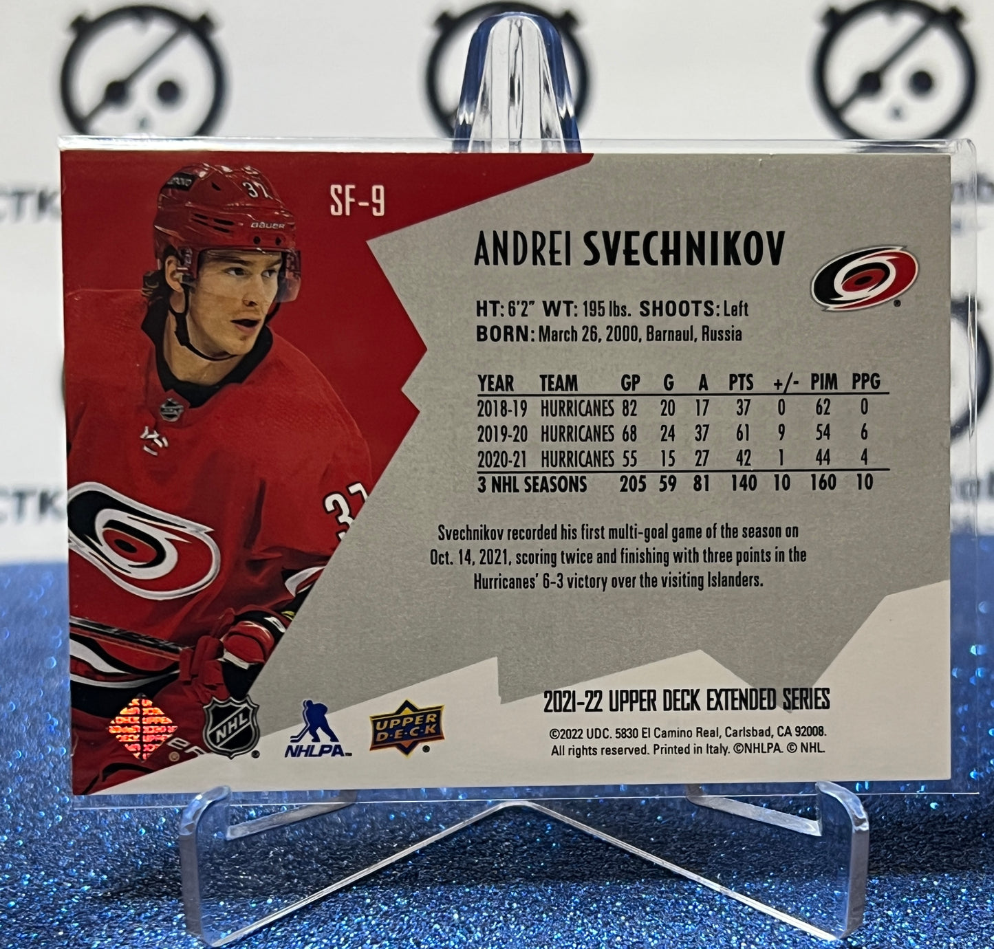 2021-22 UPPER DECK SPx ANDREI SVECHNIKOV # SF-9 CAROLINA HURRICANES HOCKEY CARD