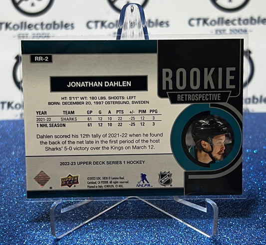 2022-23 UPPER DECK JONATHAN DAHLEN # RR-2 RETROSPECTIVE SAN JOSE SHARKS HOCKEY CARD