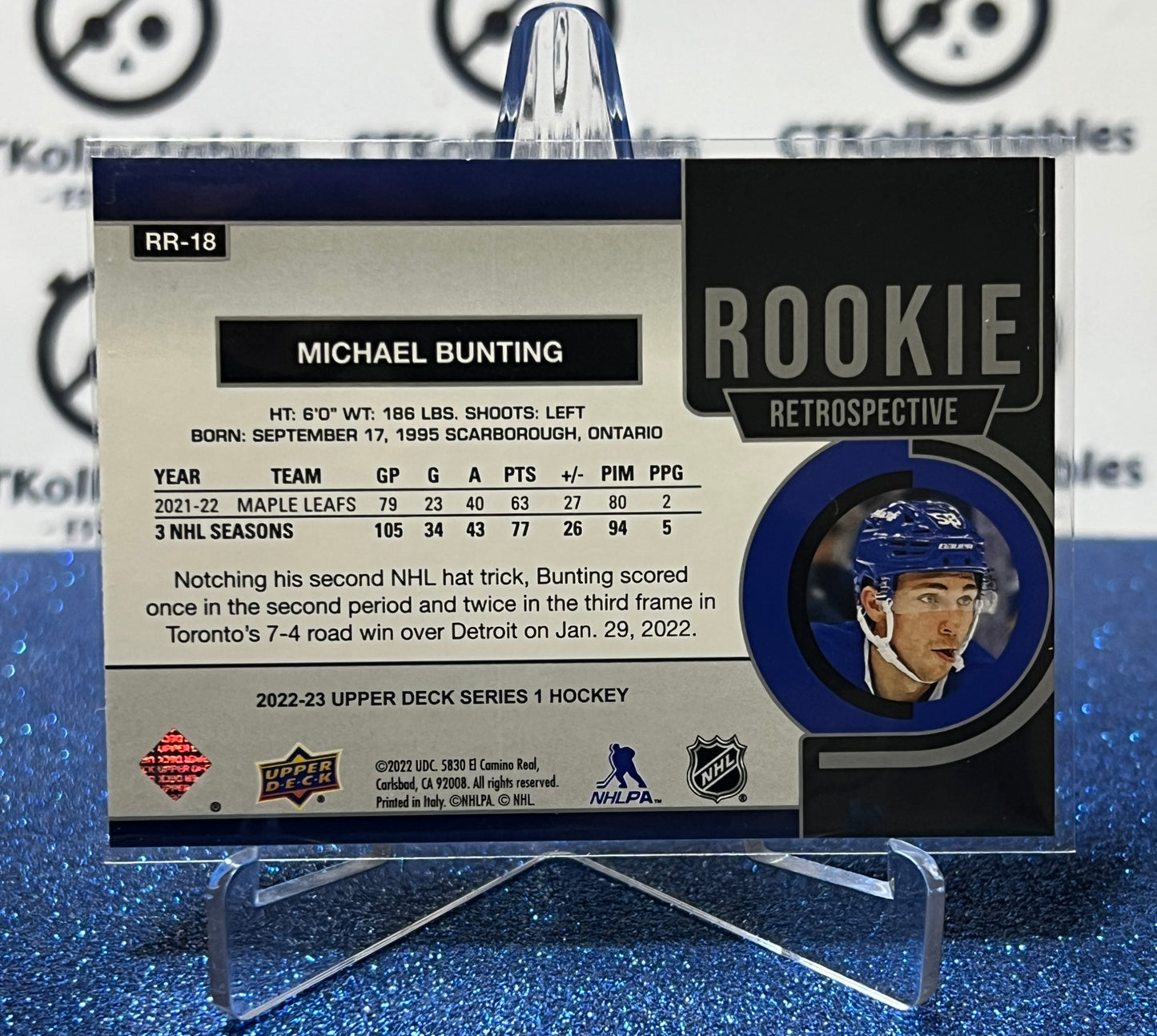 2022-23 UPPER DECK MICHAEL BUNTING # RR=18 RC TORONTO MAPLE LEAFS HOCKEY CARD
