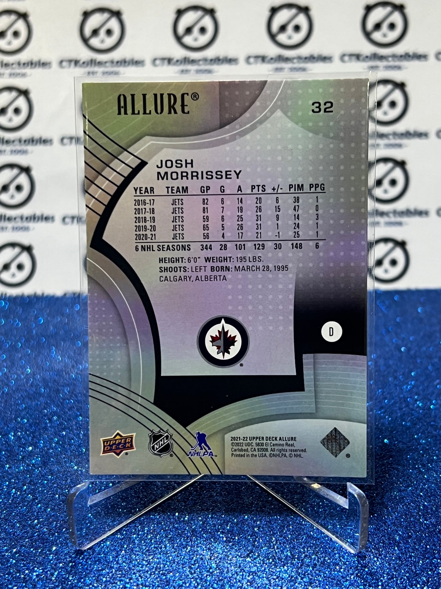 2021-22 UPPER DECK ALLURE JOSH MORRISSEY # 32 WINNIPEG JETS NHL HOCKEY CARD