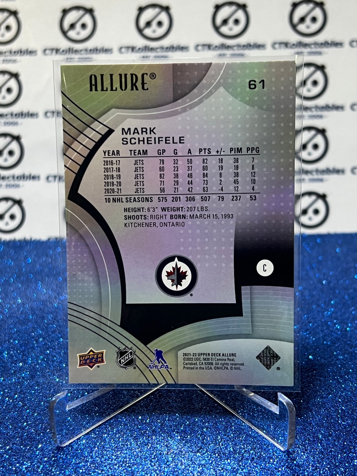 2021-22 UPPER DECK ALLURE MARK SCHEIFELE # 61 WINNIPEG JETS NHL HOCKEY CARD
