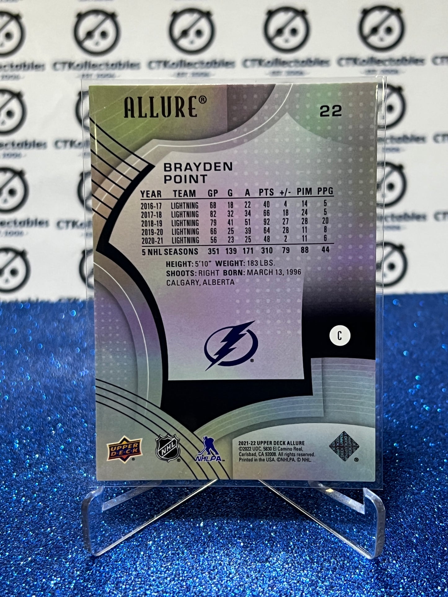 2021-22 UPPER DECK ALLURE BRAYDEN POINT # 22 TAMPA BAY LIGHTNING NHL HOCKEY CARD