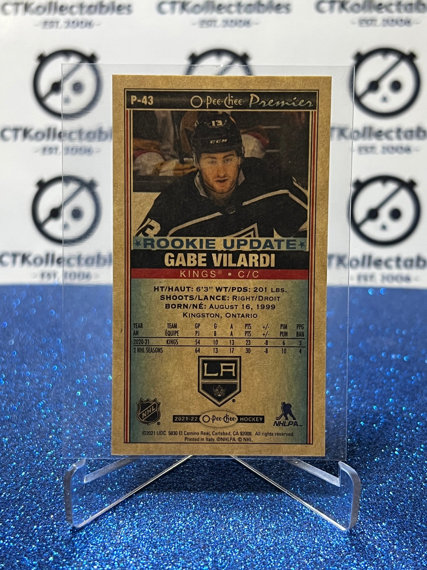 2021-22 O-PEE-CHEE GABE VILARDI # P-43 RC TALLBOYS LA KINGS HOCKEY CARD