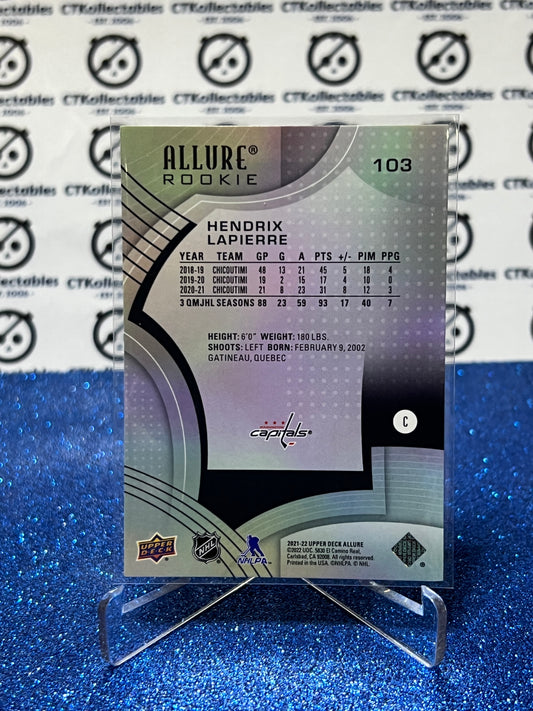 2021-22 UPPER DECK ALLURE HENDRIX LAPIERRE # 103 ROOKIE WASHINGTON CAPITALS NHL HOCKEY CARD