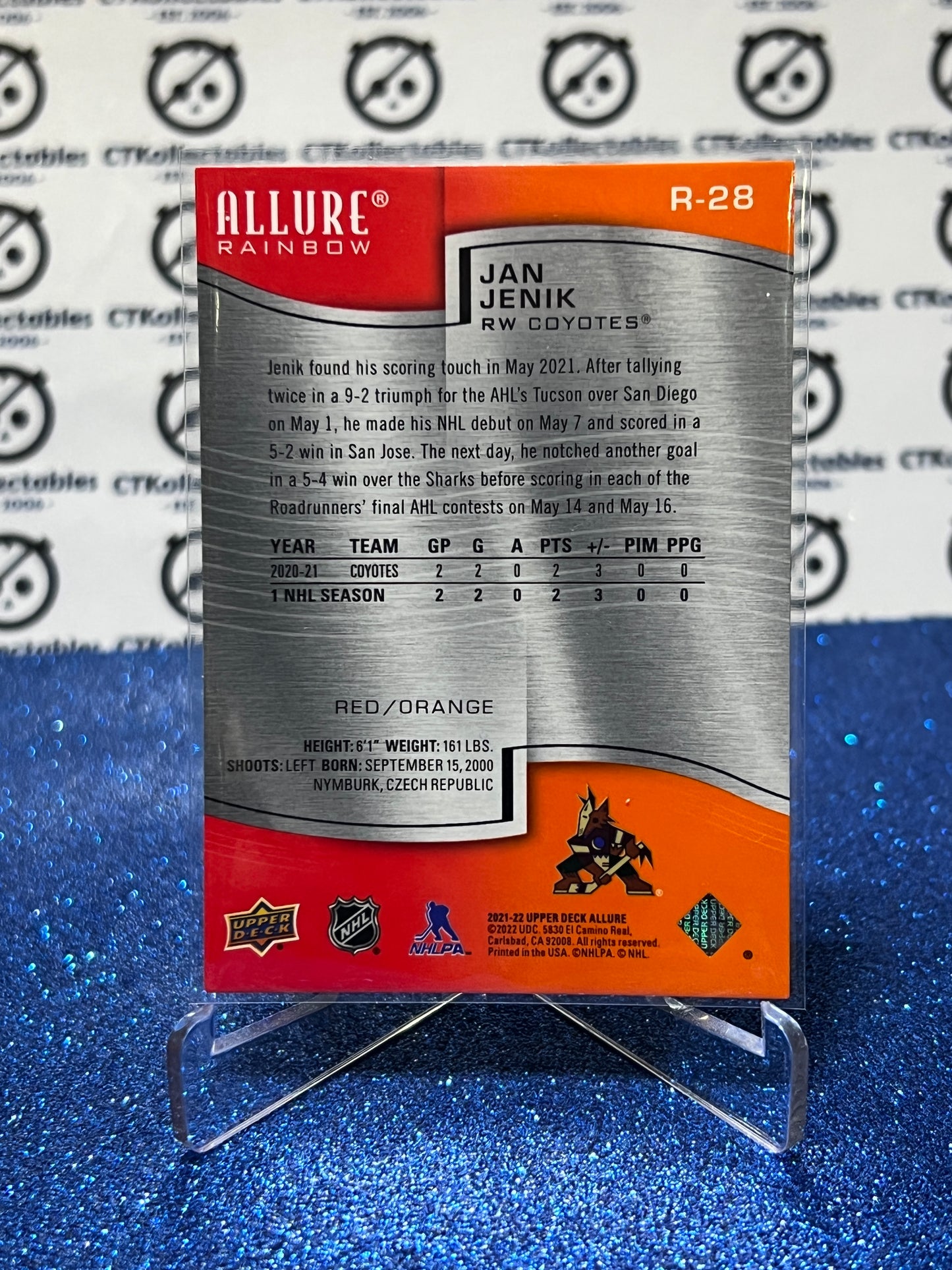 2021-22 UPPER DECK ALLURE JAN JENIK # R28 ROOKIE ARIZONA COYOTES NHL HOCKEY CARD