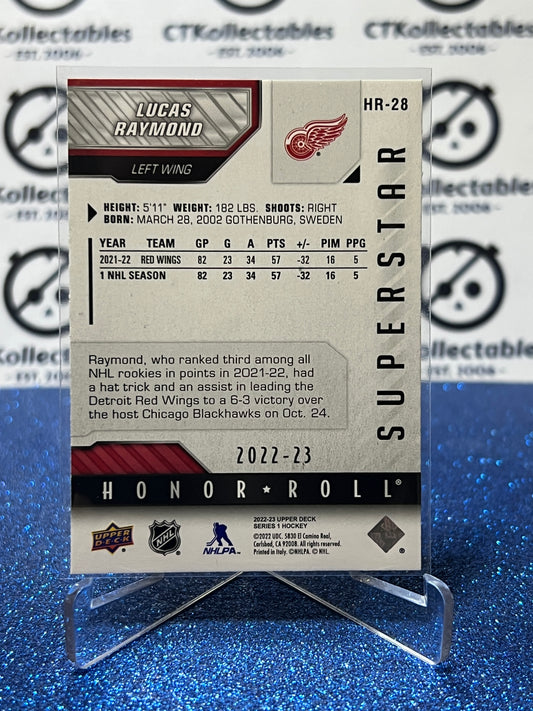 2022-23 UPPER DECK LUCAS RAYMOND # HR-28 HONOR ROLL DETROIT RED WINGS HOCKEY CARD