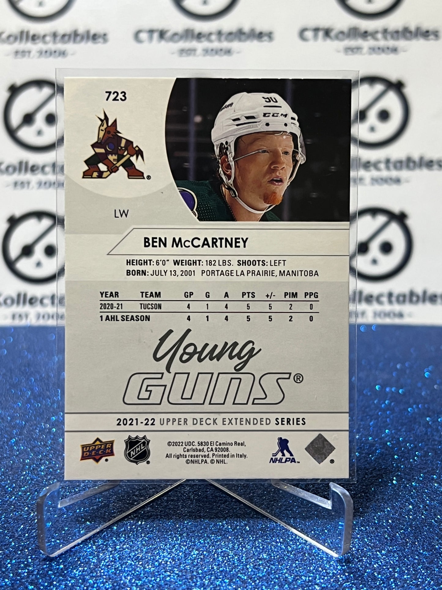 2021-22 UPPER DECK BEN McCARTNEY # 723 YOUNG GUNS RC ARIZONA COYOTES HOCKEY CARD