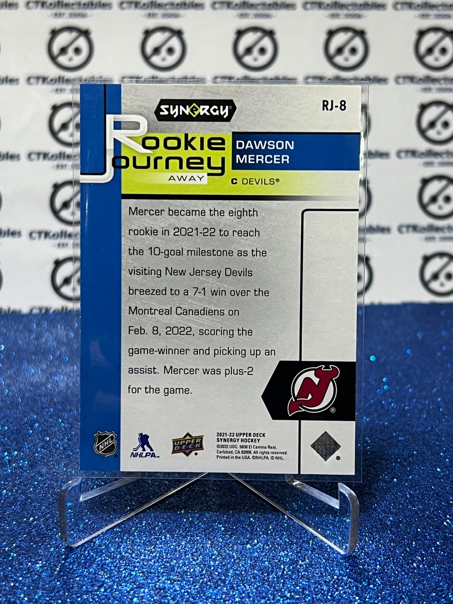 2021-22 UPPER DECK SYNERGY DAWSON MERCER # RJ-8 NEW JERSEY DEVILS /149 HOCKEY CARD