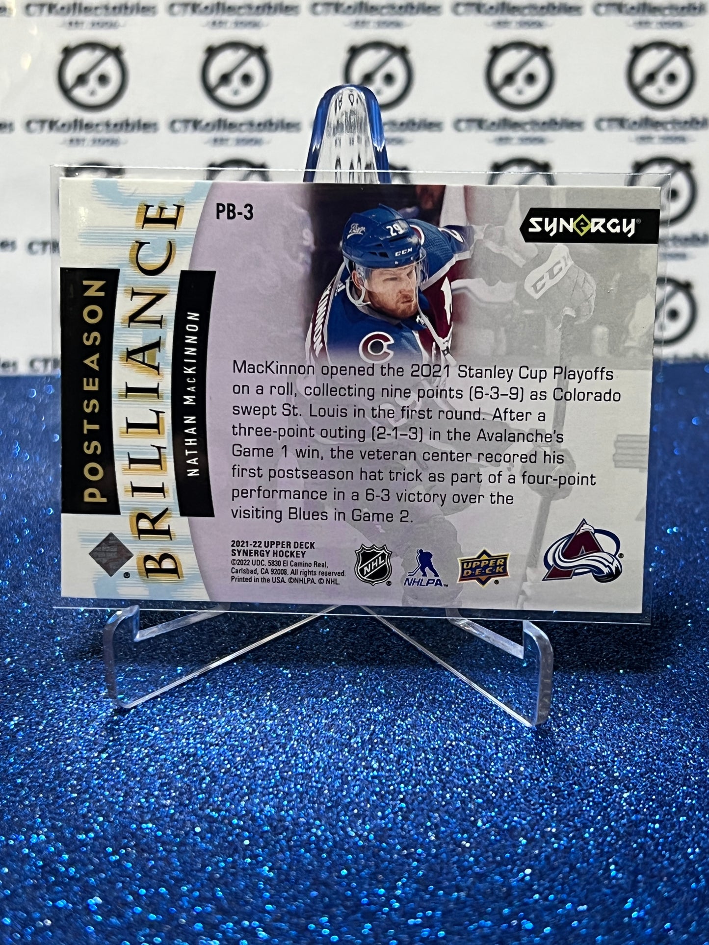 2021-22 UPPER DECK SYNERGY NATHAN MACKINNON # PB-3 COLORADO AVALANCHE NHL HOCKEY CARD