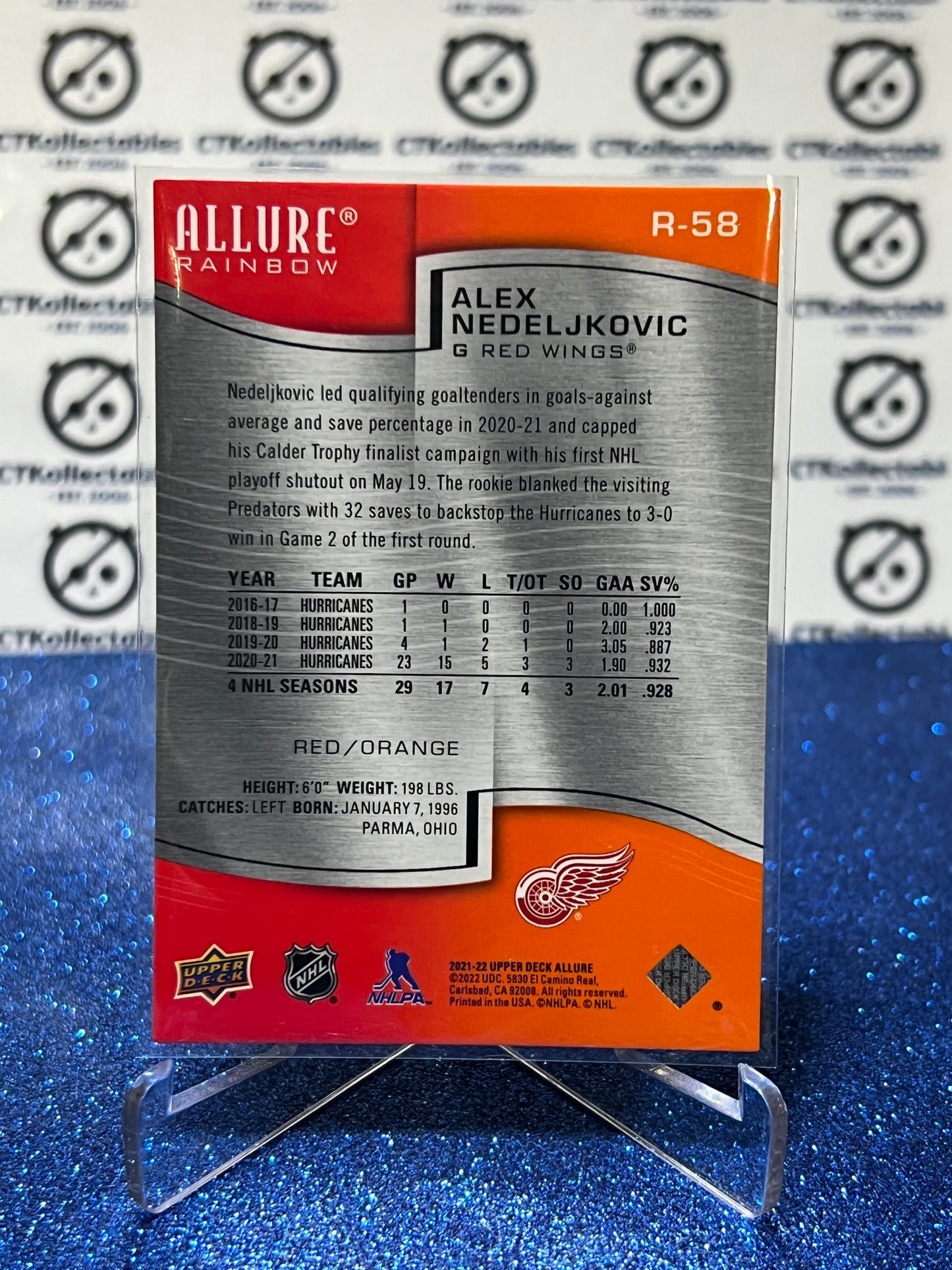 2021-22 UPPER DECK ALLURE ALEX NEDELJKOVIC # R-58 RAINBOW DETROIT RED WINGS NHL HOCKEY CARD