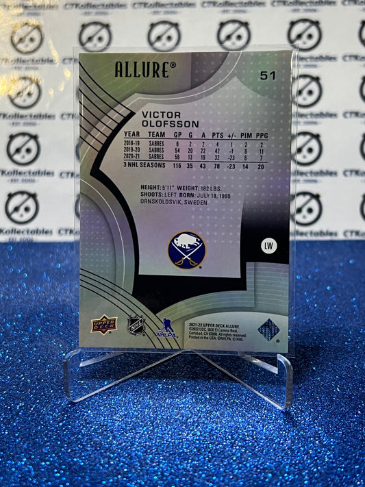 2021-22 UPPER DECK ALLURE VICTOR OLOFSSON # 51 BUFFALO SABRES NHL HOCKEY CARD