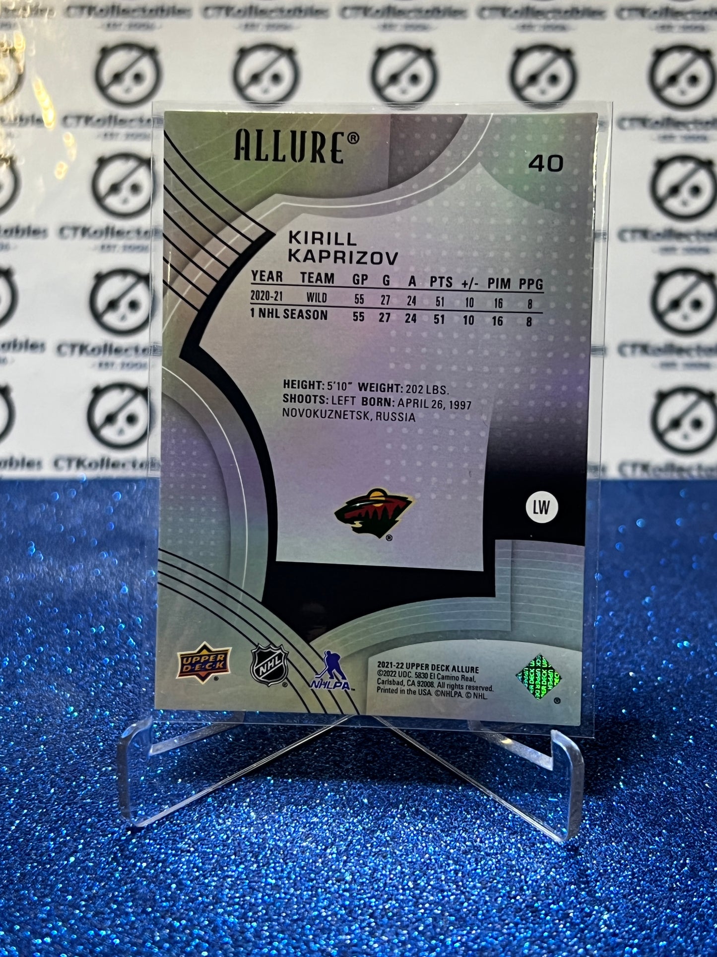 2021-22 UPPER DECK ALLURE KIRILL KAPRIZOV # 40 ROOKIE MINNESOTA WILD HOCKEY CARD