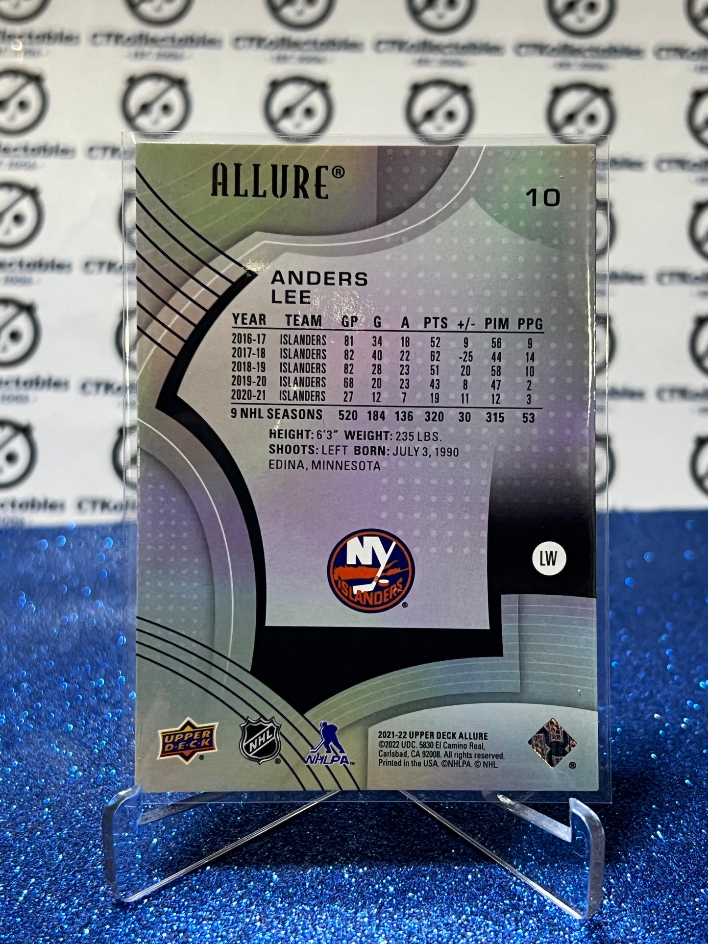 2021-22 UPPER DECK ALLURE ANDERS LEE # 10 NY ISLANDERS HOCKEY CARD