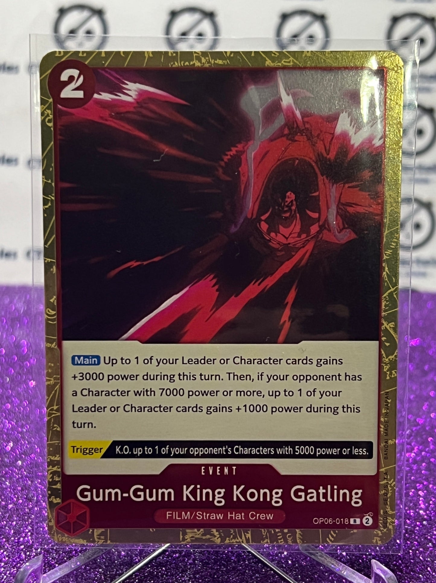 2024 ONE PIECE GUM-GUM KING KONG GATLING OP06-018 RARE FOIL WINGS OF THE CAPTAIN CARD