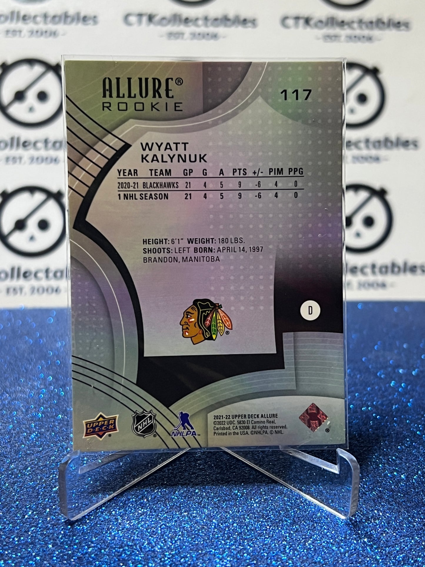 2021-22 UPPER DECK ALLURE WYATT KALYNUK # 117 RC CHICAGO BLACKHAWKS NHL HOCKEY CARD