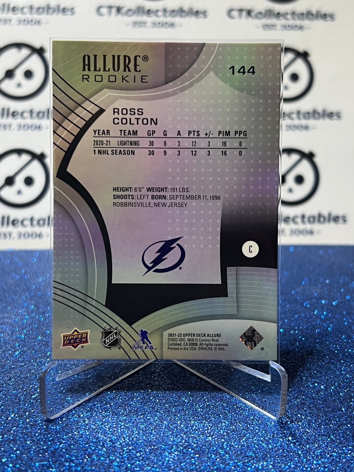 2021-22 UPPER DECK ALLURE ROSS COLTON # 144 RC TAMPA BAY LIGHTNING HOCKEY CARD