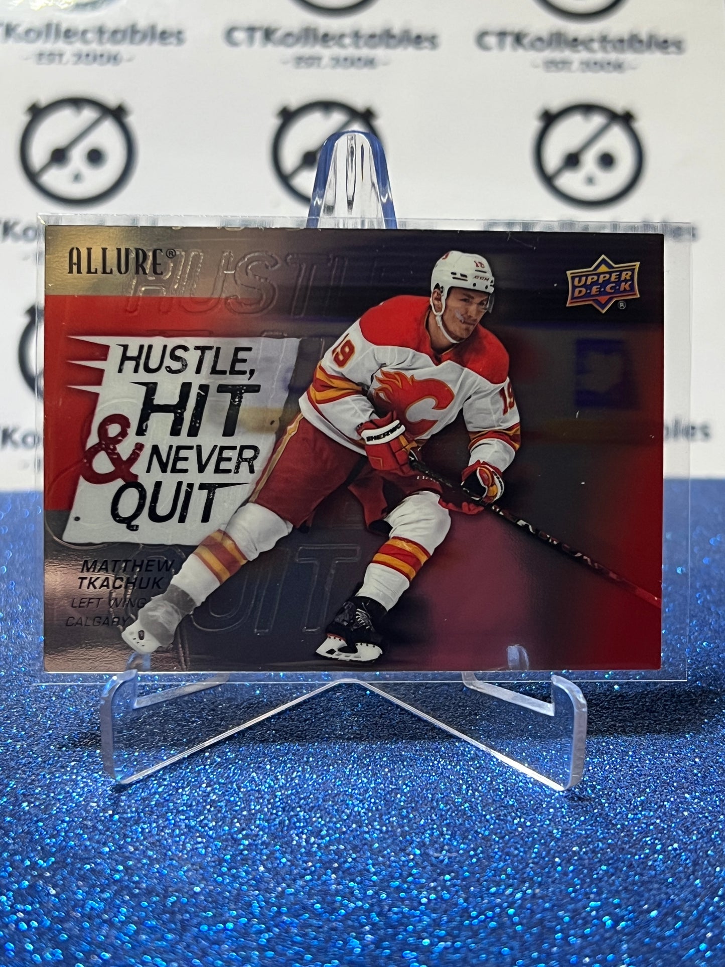 2021-22 UPPER DECK ALLURE MATTHEW TKACHUK # HH-11 HUSTLE HIT CALGARY FLAMES NHL HOCKEY CARD