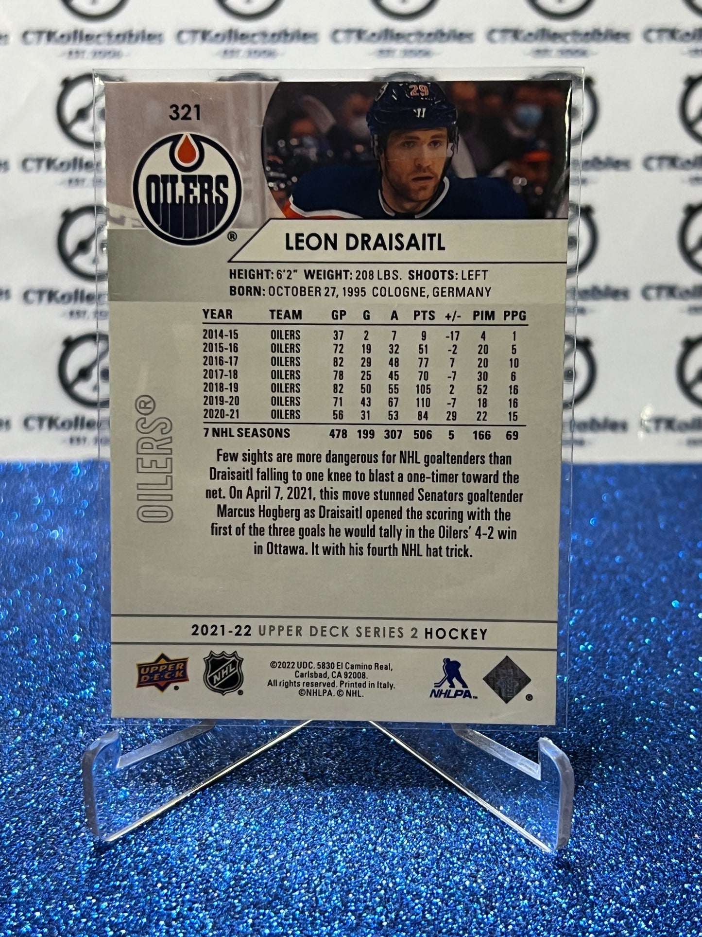 2021-22 UPPER DECK MVP WATCH LEON DRAISAITL # 11 GOLD DIE CUT EDMONTON OILERS HOCKEY CARD