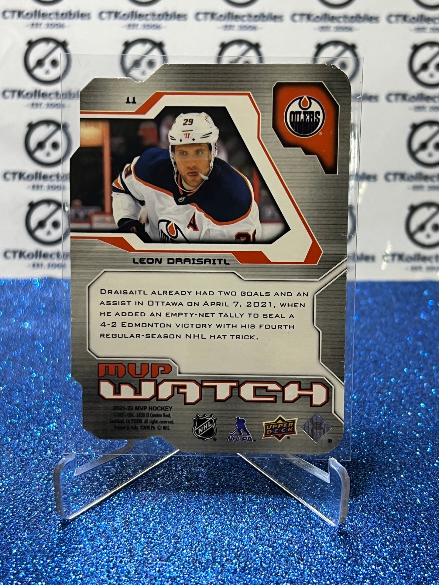 2021-22 UPPER DECK MVP WATCH LEON DRAISAITL # 11 GOLD DIE CUT EDMONTON OILERS HOCKEY CARD