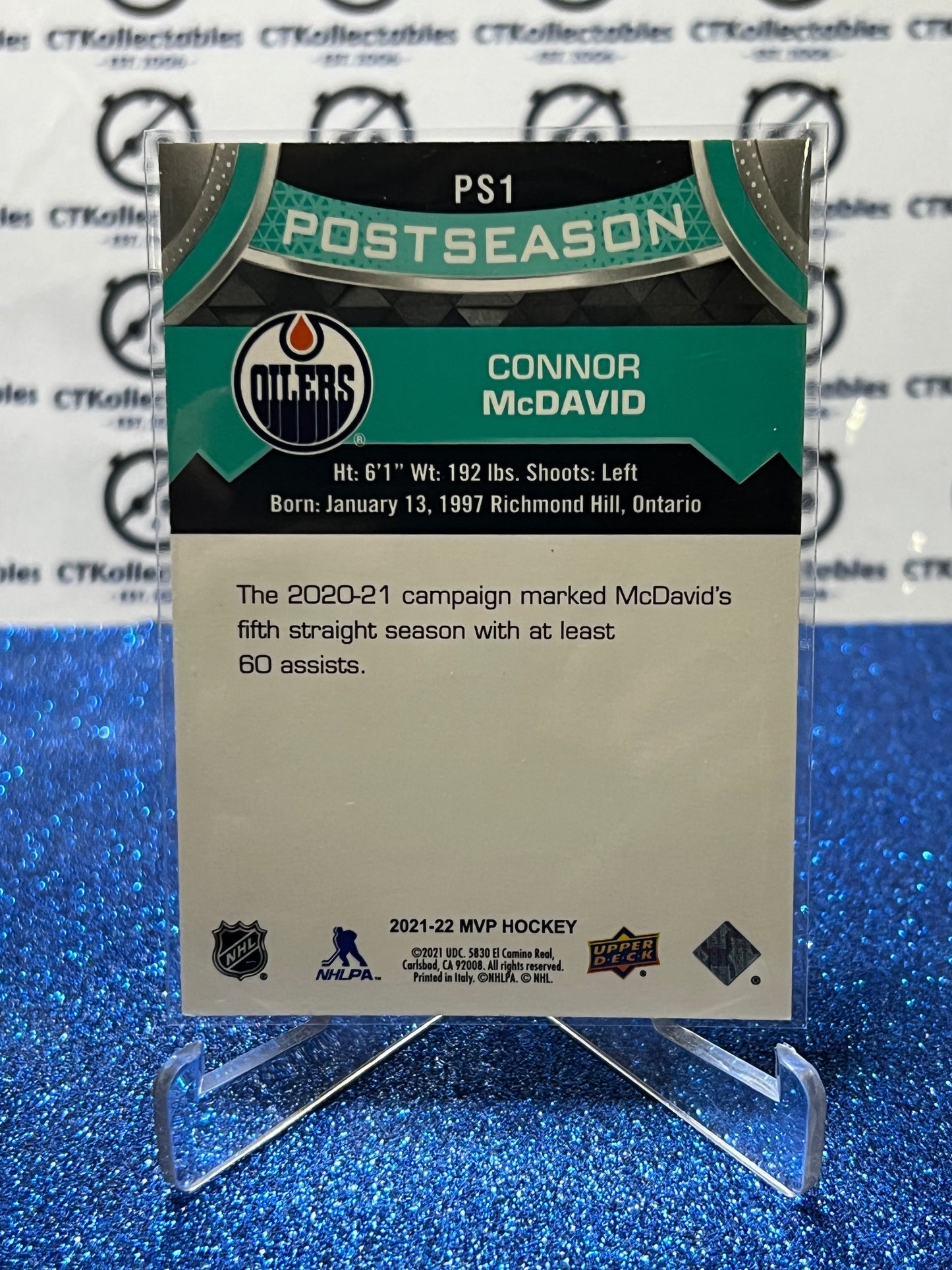 2021-22 UPPER DECK MVP CONNOR McDAVID # PS1 POSTSEASON EDMONTON OILERS HOCKEY CARD