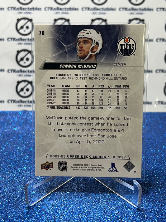 2022-23 UPPER DECK CONNOR McDAVID # 70 EDMONTON OILERS HOCKEY CARD