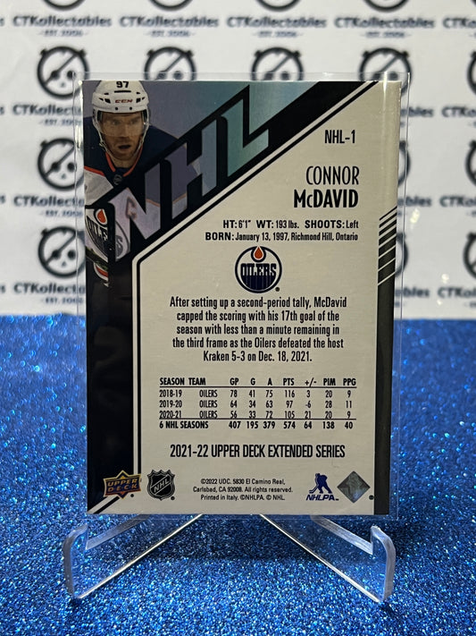 2021-22 UPPER DECK CONNOR McDAVID # NHL-1 HOLO GrFX EDMONTON OILERS HOCKEY CARD