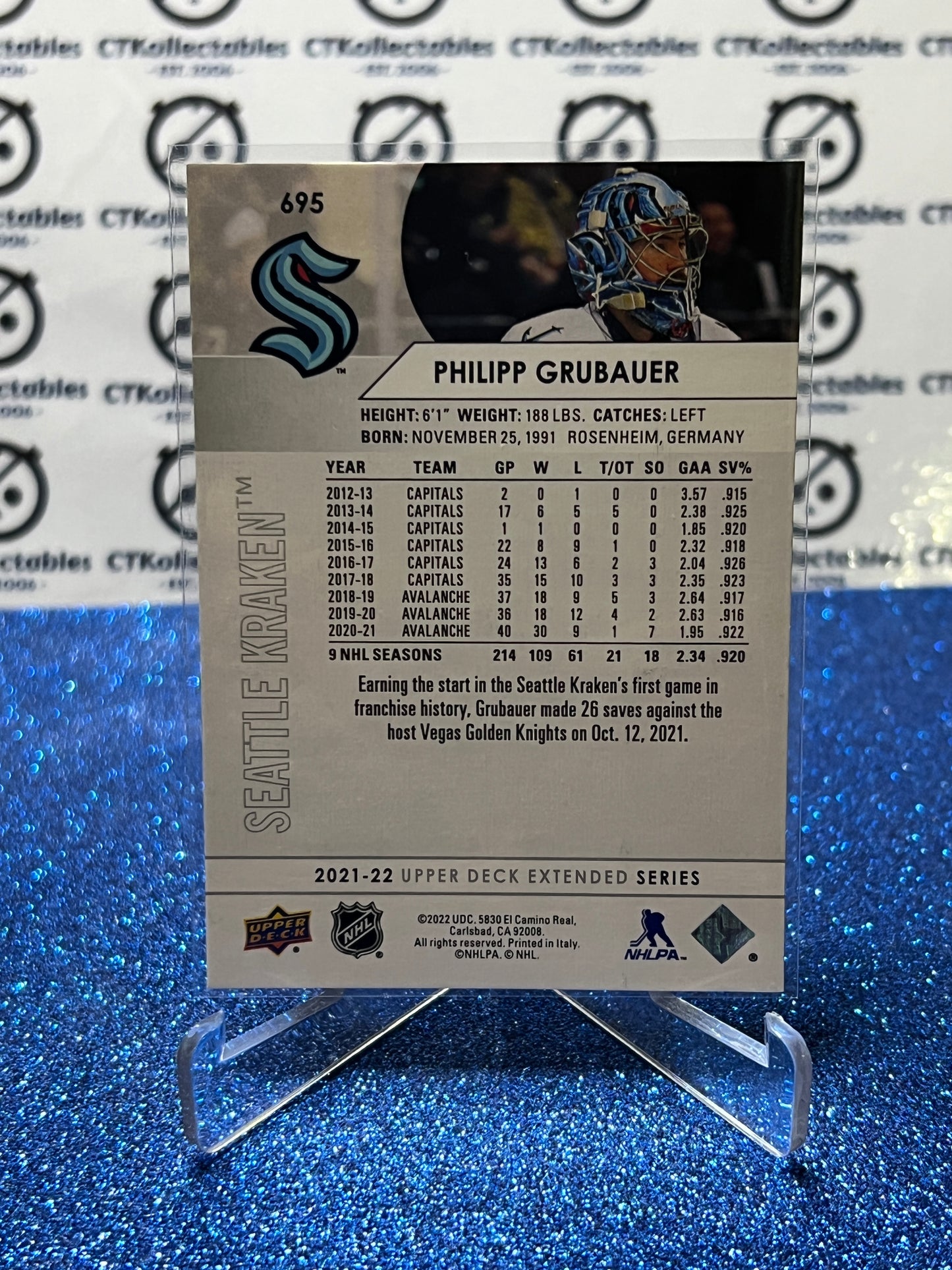 2021-22 UPPER DECK PHILIPP GRUBAUER # 695 SEATTLE KRAKEN HOCKEY CARD