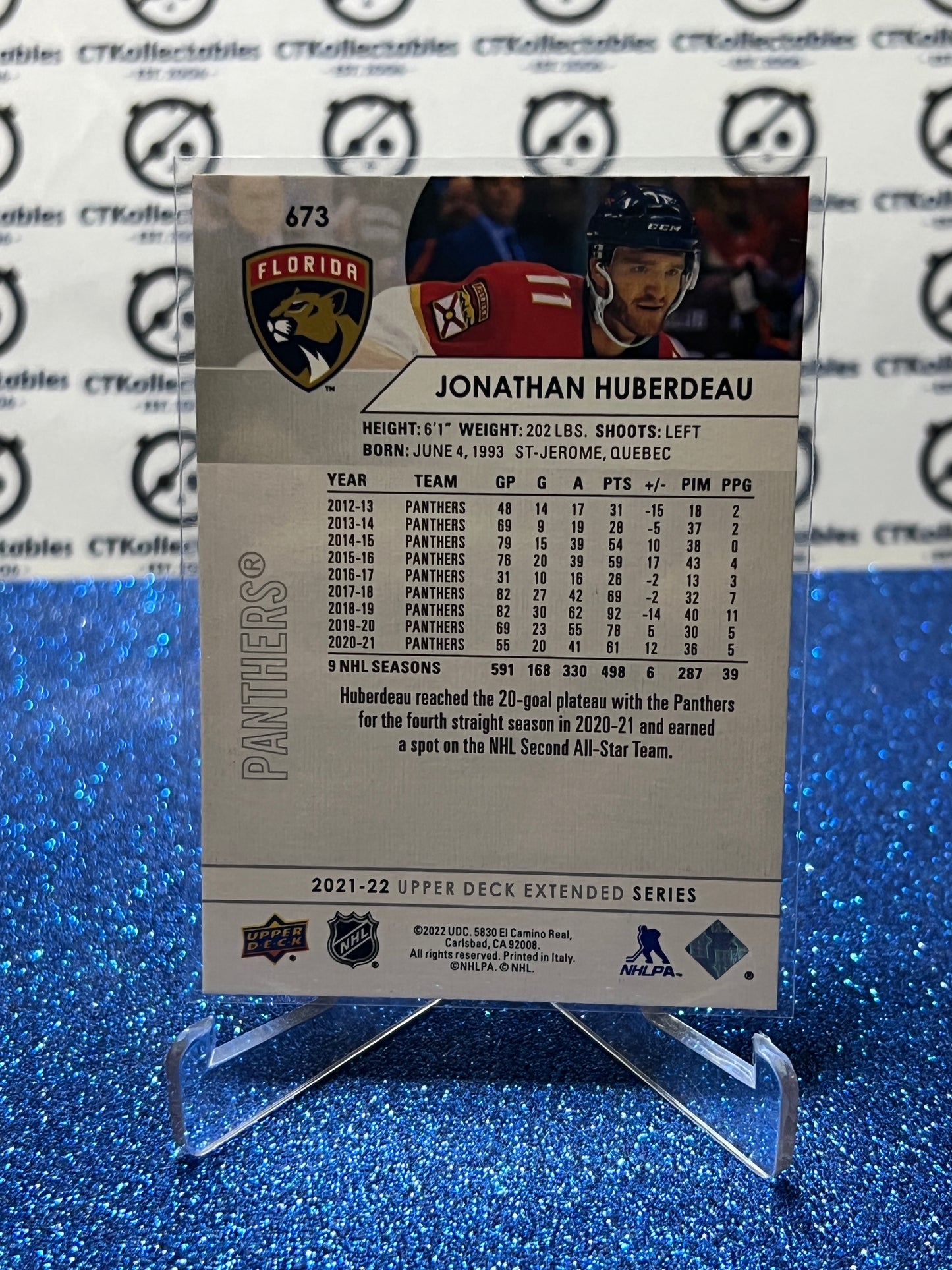 2021-22 UPPER DECK JONATHAN HUBERDEAU # 673 FLORIDA PANTHERS NHL HOCKEY CARD