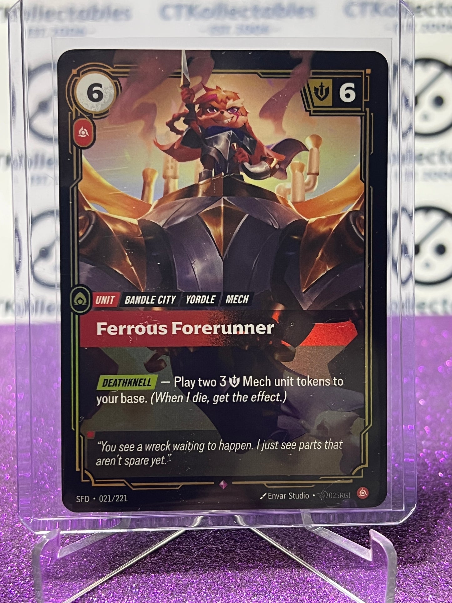 2026 RIFTBOUND LEAGUE OF LEGENDS SPIRITFORGED FERROUS FORERUNNER # 021/221 FOIL TRADING GAME CARD