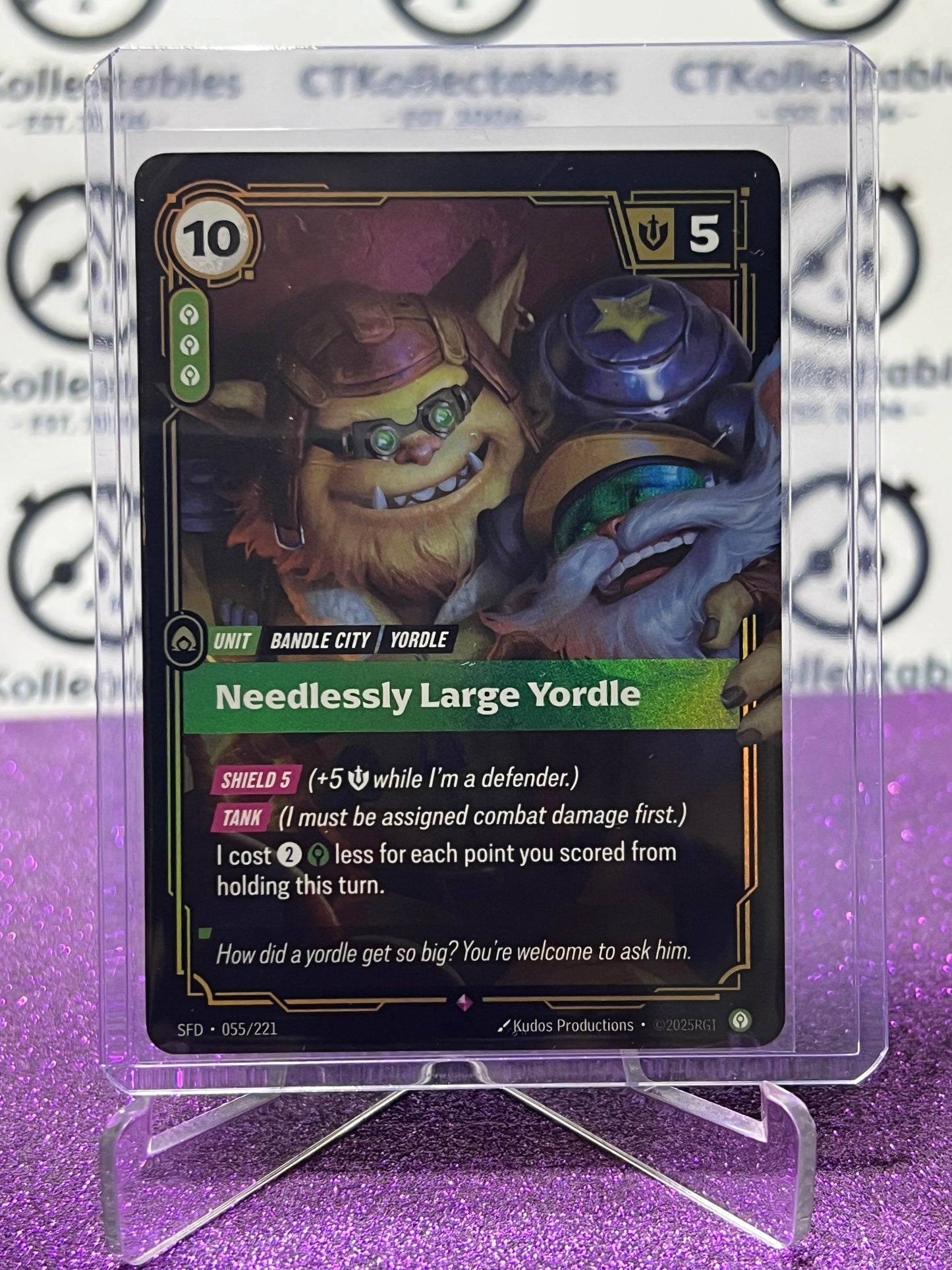 2026 RIFTBOUND LEAGUE OF LEGENDS SPIRITFORGED NEEDLESSLY LARGE YORDLE # 055/221 FOIL TRADING GAME CARD