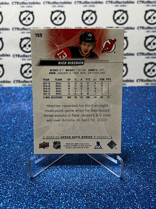 2022-23 UPPER DECK NICO HISCHIER # 109 NEW JERSEY DEVILS HOCKEY CARD