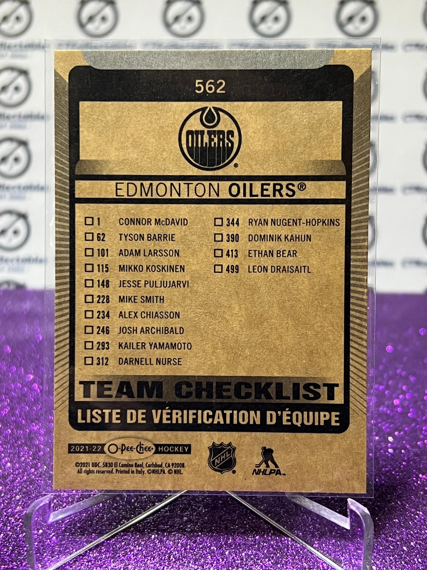 2021-22 O-PEE-CHEE TEAM CHECKLIST # 562 EDMONTON OILERS HOCKEY NHL CARD