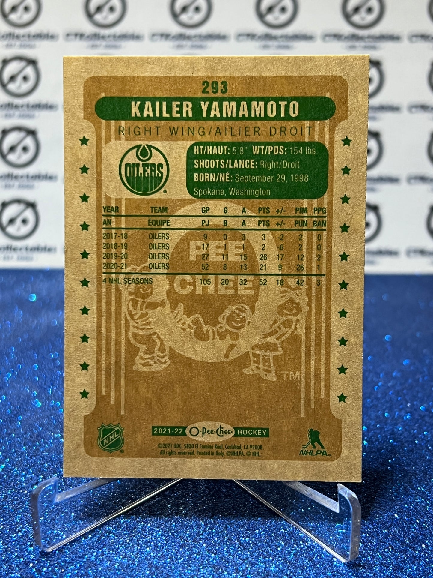 2021-22 O-PEE-CHEE KAILER YAMAMOTO # 293 RETRO EDMONTON OILERS HOCKEY NHL CARD