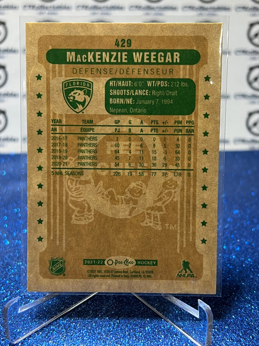 2021-22 O-PEE-CHEE MACKENZIE WEEGAR # 429 RETRO FLORIDA PANTHERS NHL HOCKEY CARD