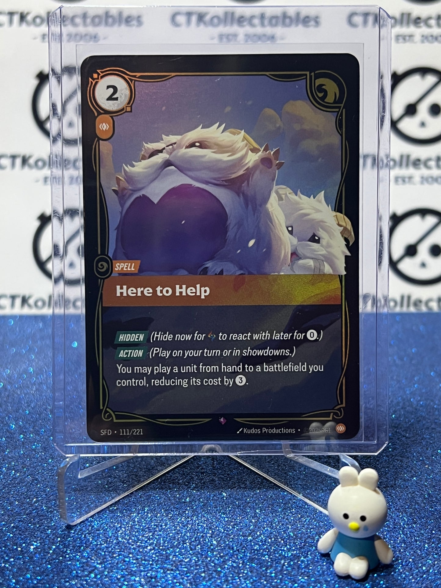 2026 RIFTBOUND LEAGUE OF LEGENDS SPIRITFORGED HERE TO HELP # 111/221 FOIL TRADING GAME CARD