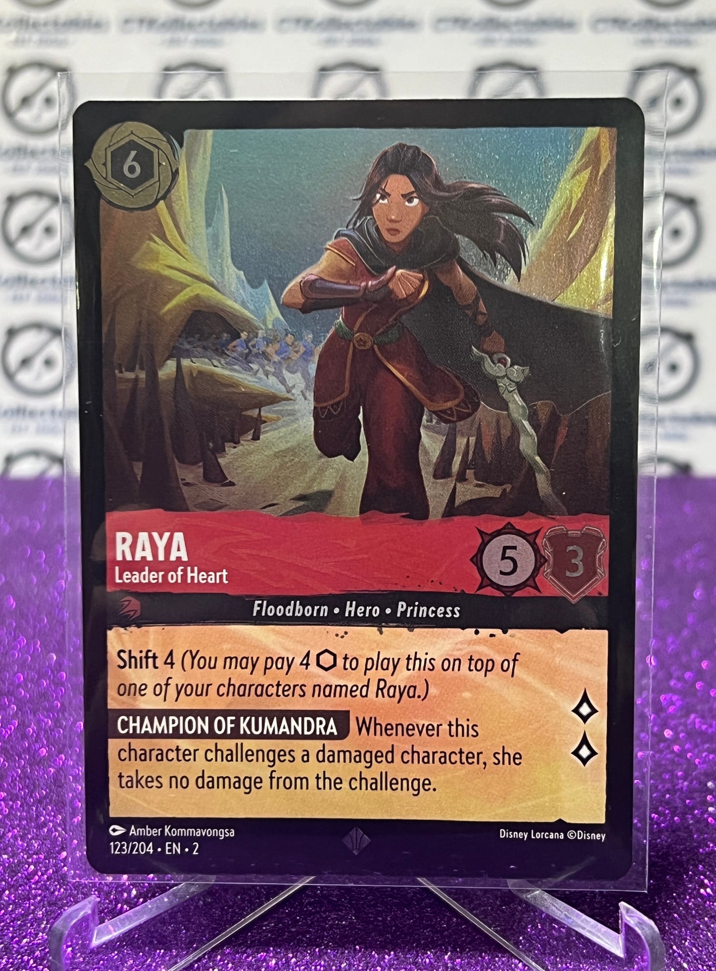 2024 RAYA - LEADER OF THE HEART #123/204 FOIL DISNEY LORCANA RISE OF THE FLOODBORN