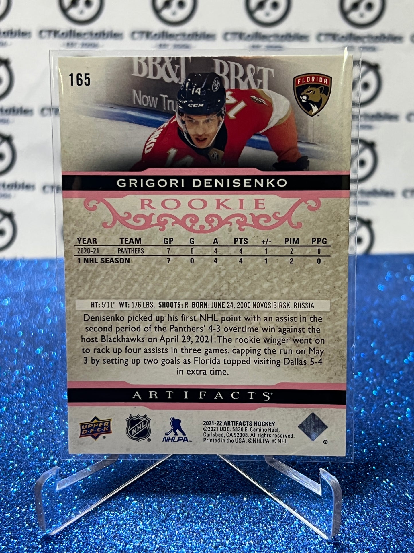 2021-22 UPPER DECK ARTIFACTS GRIGORI DENISENKO # 165 ROOKIE /35 PURPLE FLORIDA PANTHERS HOCKEY CARD